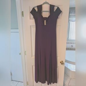 R&M Richards Cold Shoulder Gown in beautiful deep plum color